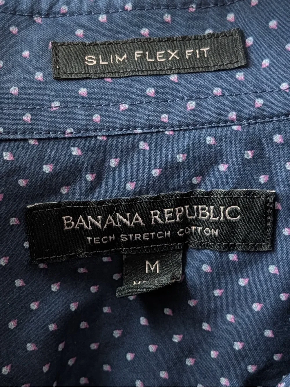 Banana Republic Slim Flex Fit Tech Stretch Cotton Blue Button Down Shirt Size M